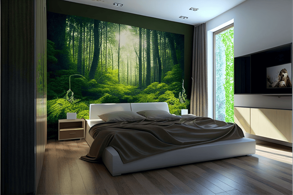 bedroom forest mural daylight exclusive furniture
