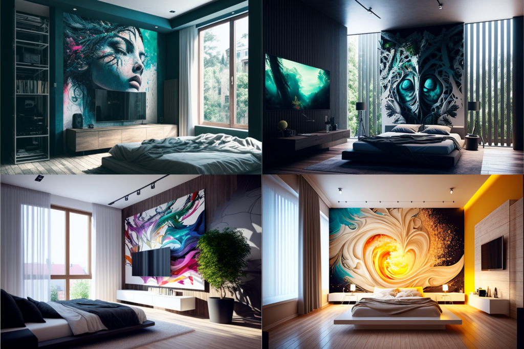 bedroom modern mural daylight exclusive furniture large oled tv
