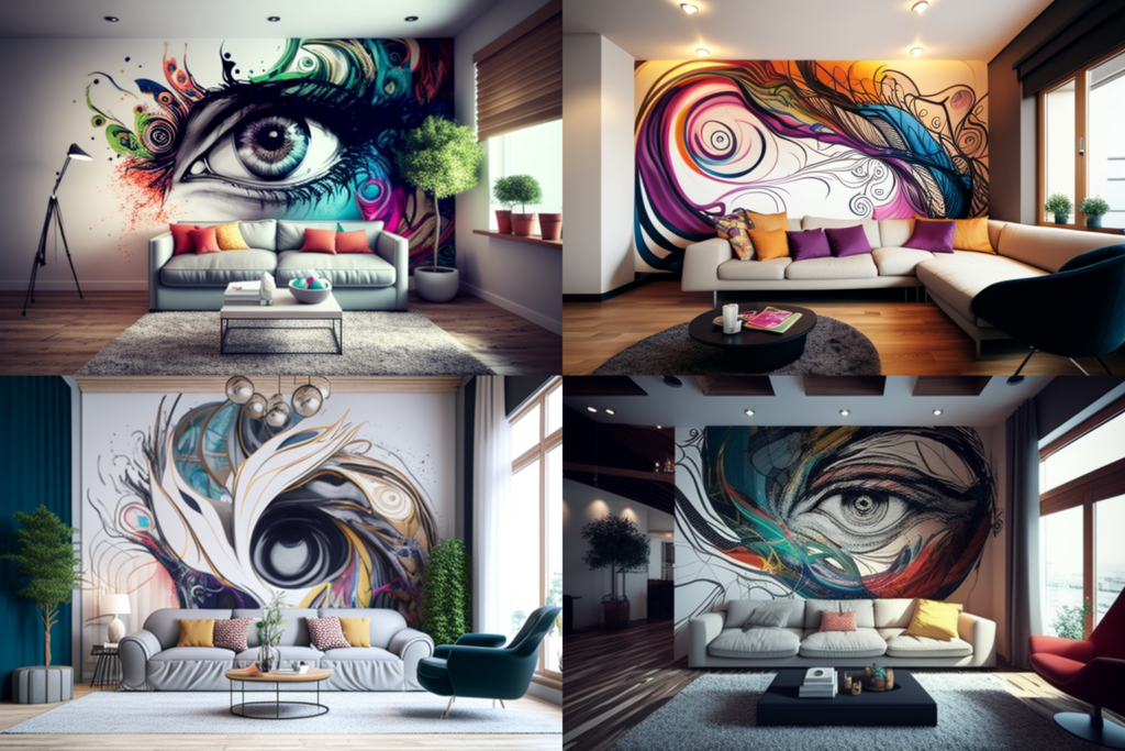 iglo ola living room with a mural with an eye catching design w 3a5e5e22 7168 4e3c a625 5a7882ce4ef0