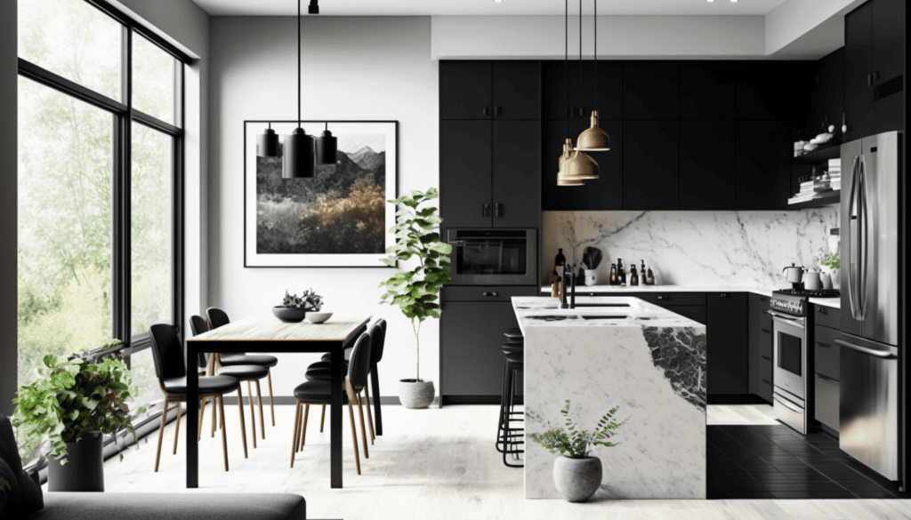 gocolorize Kitchen with a modern black and white color scheme mar 2d133d74 3292 4be8 b792 3e3a2b6e4237