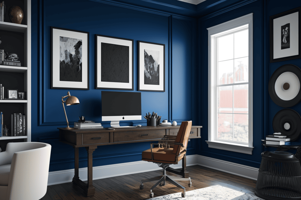 gocolorize home office cosmic cobalt on walls white trim e01a70a4 6880 4095 988a cd4f0f4d0aa8