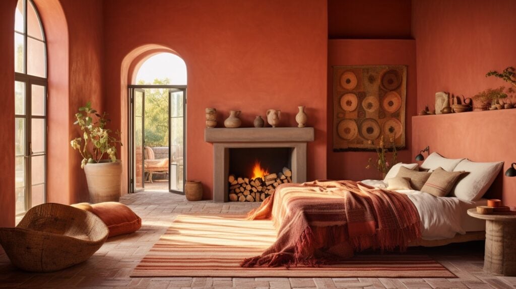 iglo ola a bedroom with terracotta colored walls 4023fa85 2e03 445f ac26 9d23d0438304