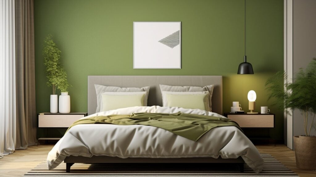 iglo ola a modern bedroom with olive green colored walls taken 95acac2a 0fb8 4600 a028 2d6b41d4e2bd