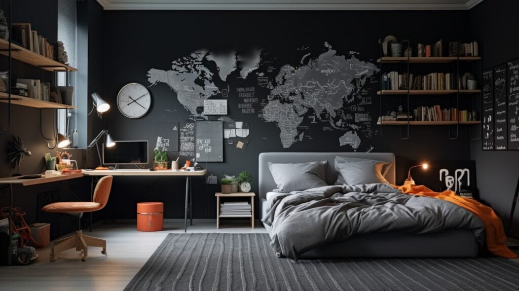 iglo ola a teenagers bedroom with darkgrey colored walls taken 90e93a48 a286 4887 b315 e0714c40d78f