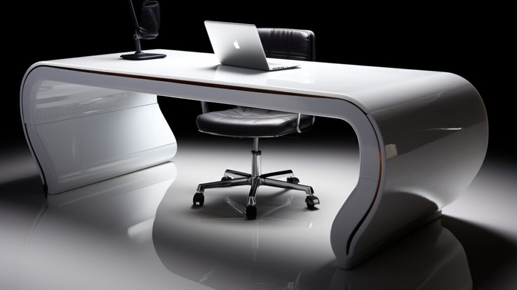 Office desk with a high gloss finish