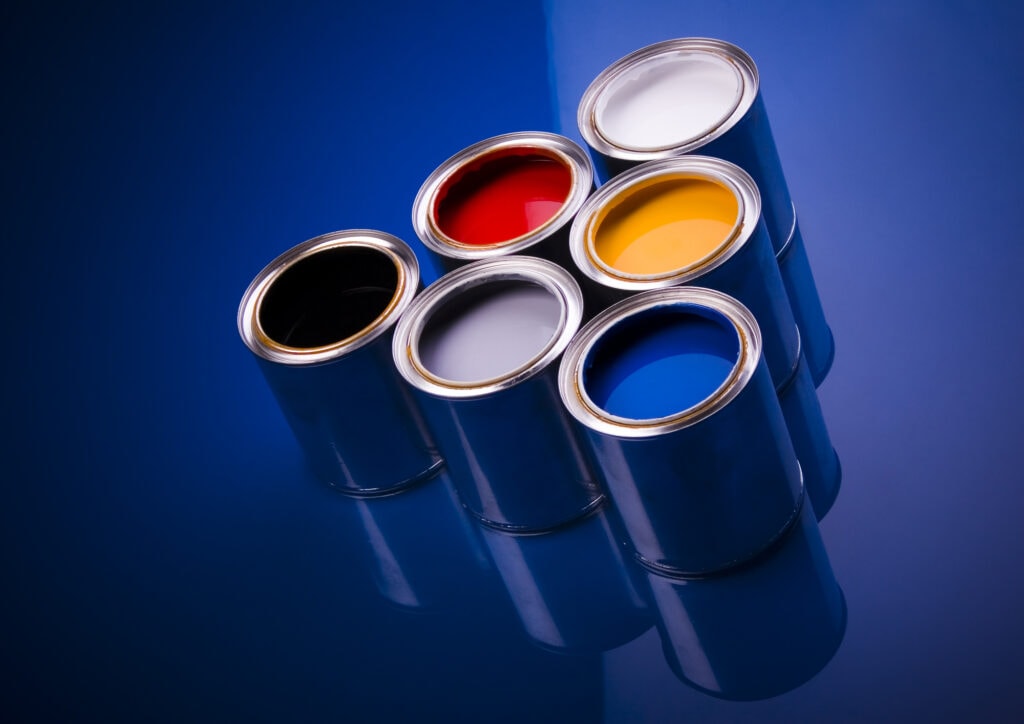 paint cans with blue background